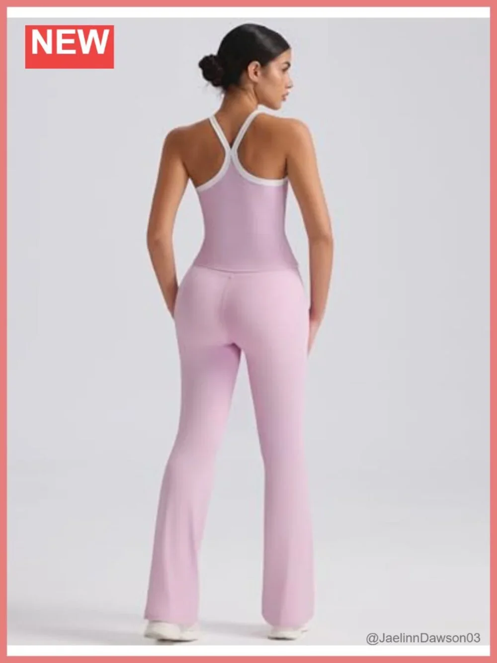 High Waisted Flare Leggings with Pockets Matching Cross Back Tank Top 2 Piece